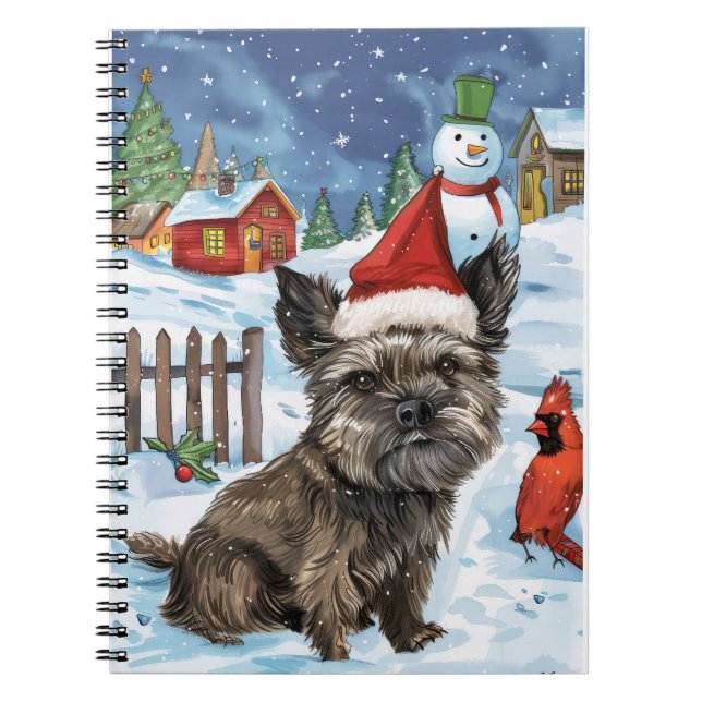 Cuaderno Navidades de Cairn Terrier Dog Winter Wonderland d (Frente)