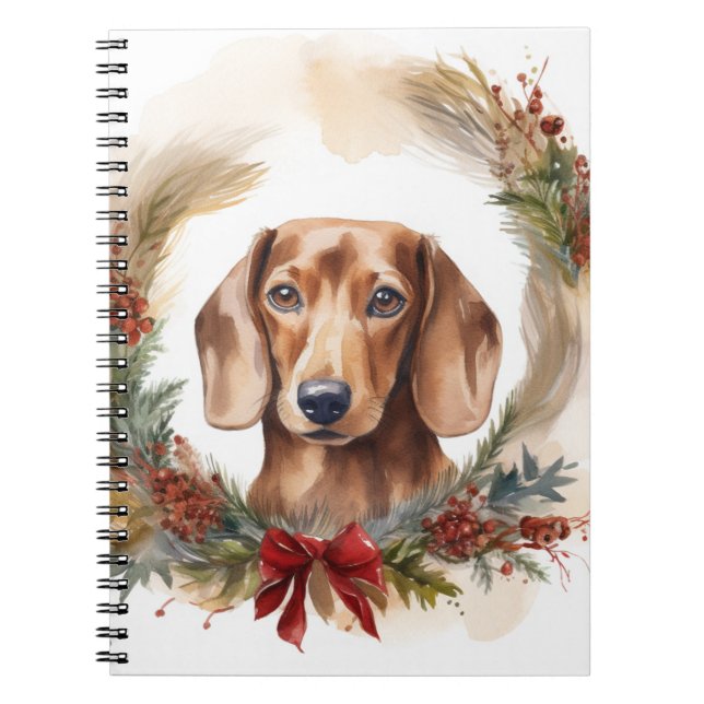 Cuaderno Navidades de Dachshund en un grupo festivo (Frente)