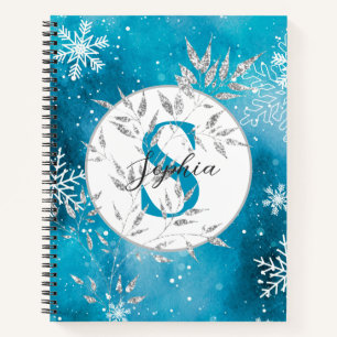 Cuaderno Navidades de espuma azul plateado Monograma