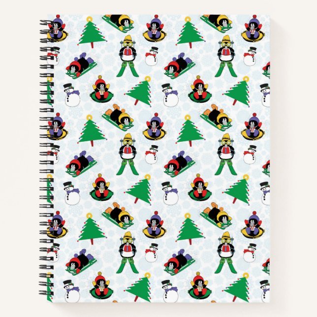 Cuaderno Navidades de esquí de pingüino (Anverso)