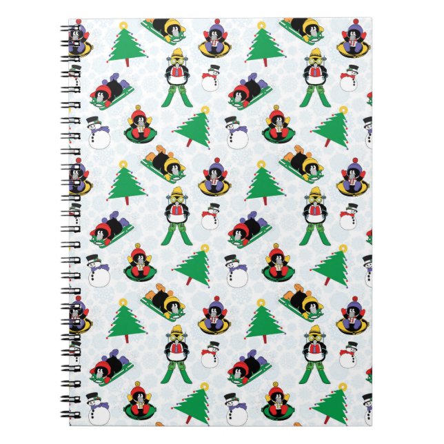 Cuaderno Navidades de esquí de pingüino (Frente)