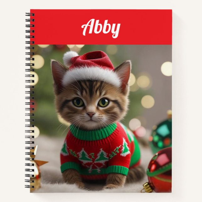Cuaderno Navidades de gatos abysinianos curos personalizado (Anverso)