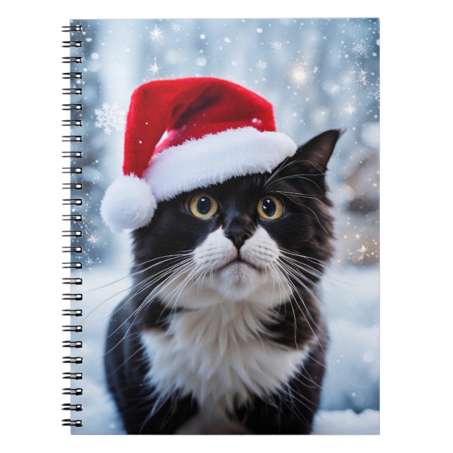 Cuaderno Navidades de gatos negros y blancos (Frente)