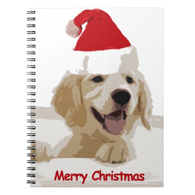 Cuaderno Navidades de Golden Retriever con Santa Hat (Frente)