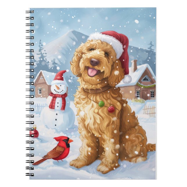 Cuaderno Navidades de Goldendoodle Winter Wonderland disfru (Frente)