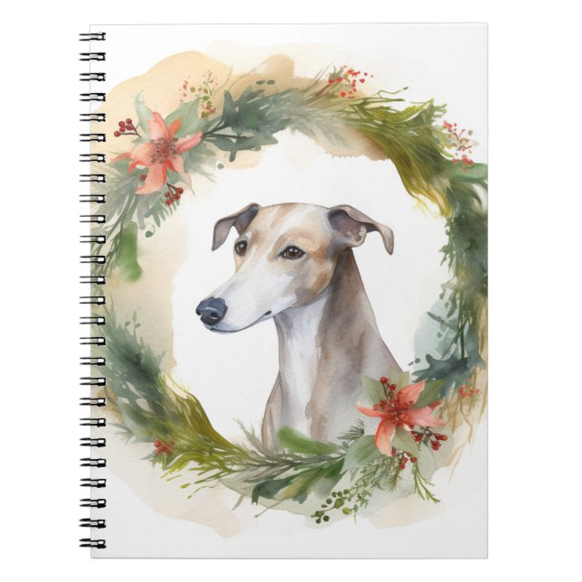 Cuaderno Navidades de Greyhound Wreath Festimes Pup (Frente)