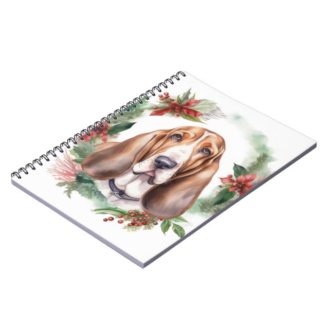 Cuaderno Navidades de Hound Basset Wreath Festimes Pup (Lado Izquierdo)