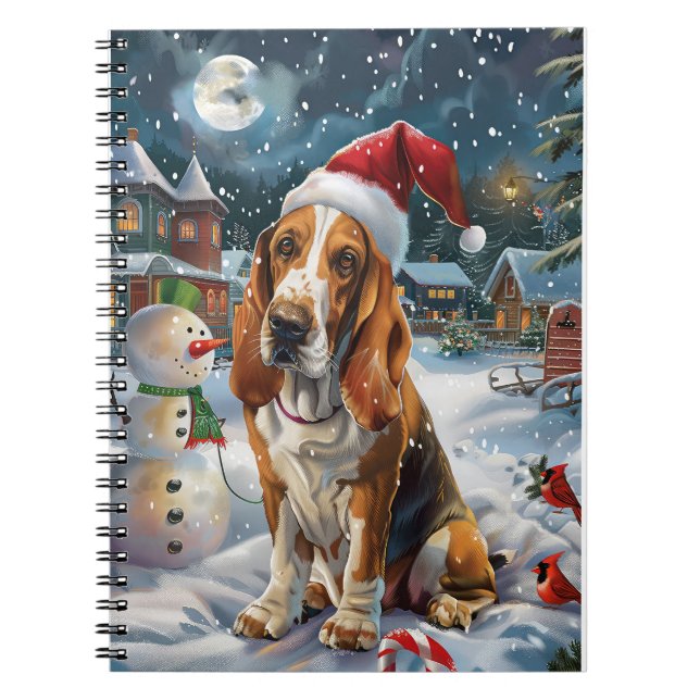 Cuaderno Navidades de Invierno Basset Hound Dog Wonderland (Frente)