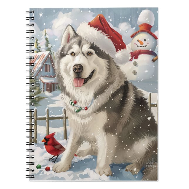 Cuaderno Navidades de invierno de Alaskan Malamute Dog Wond (Frente)
