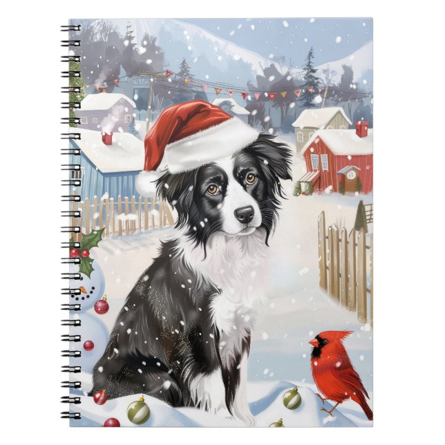 Cuaderno Navidades de invierno en la frontera de Collie Dog (Frente)