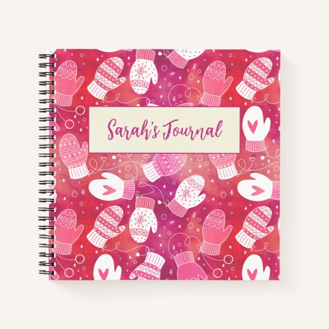 Cuaderno Navidades de invierno reducen el patrón en rosa (Anverso)