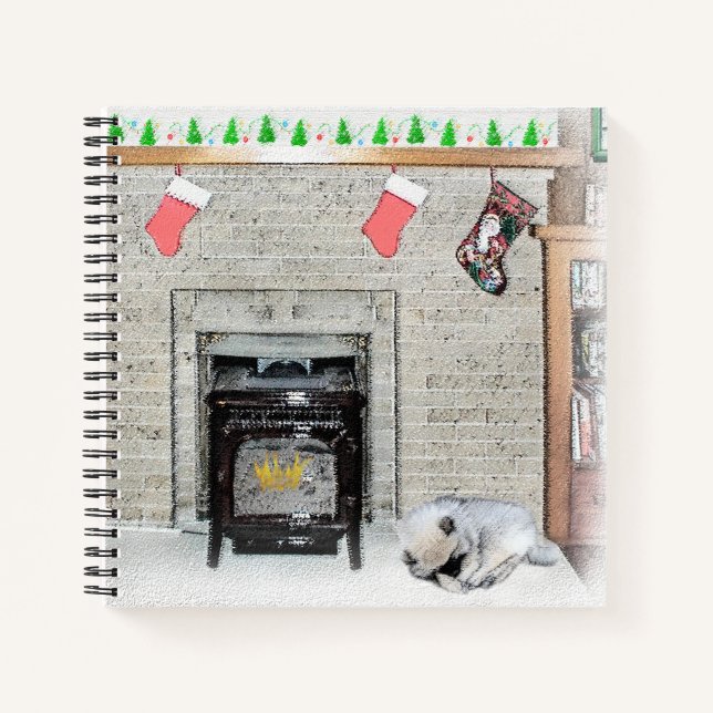 Cuaderno Navidades de Keeshond picotean perro con pintura d (Anverso)