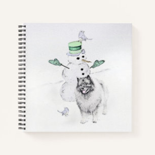 Cuaderno Navidades de Keeshond Snowman pinta arte de perro