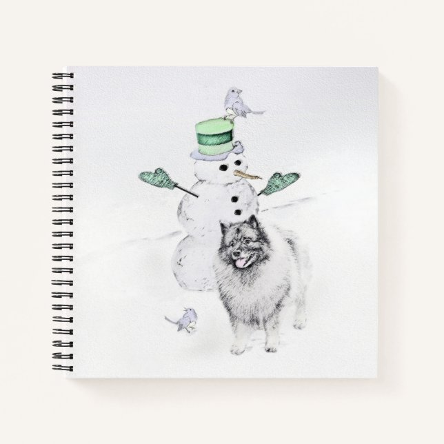Cuaderno Navidades de Keeshond Snowman pinta arte de perro (Anverso)
