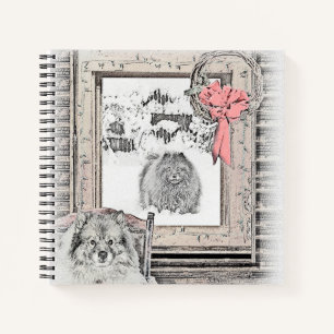 Cuaderno Navidades de Keeshond Ventana de Invierno Pintura 
