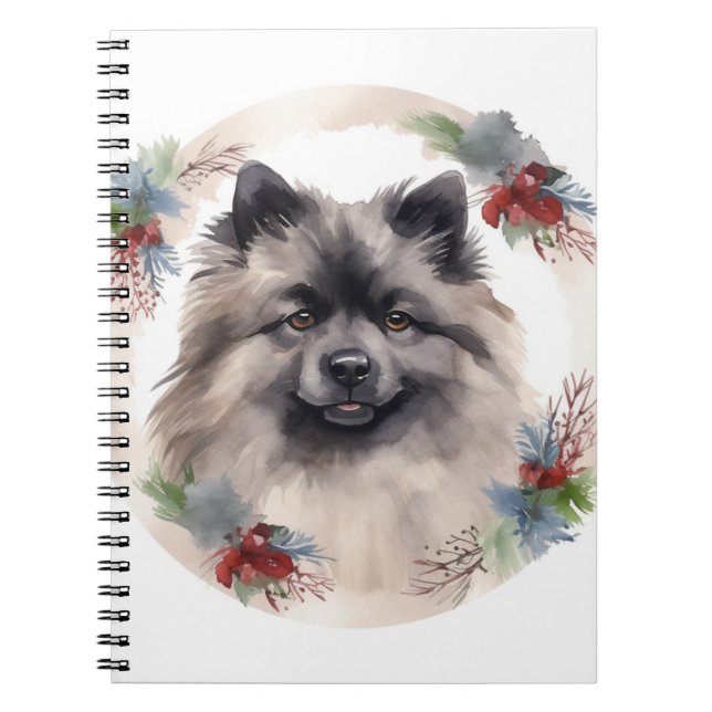 Cuaderno Navidades de Keeshond Wreath Festive Pup (Frente)