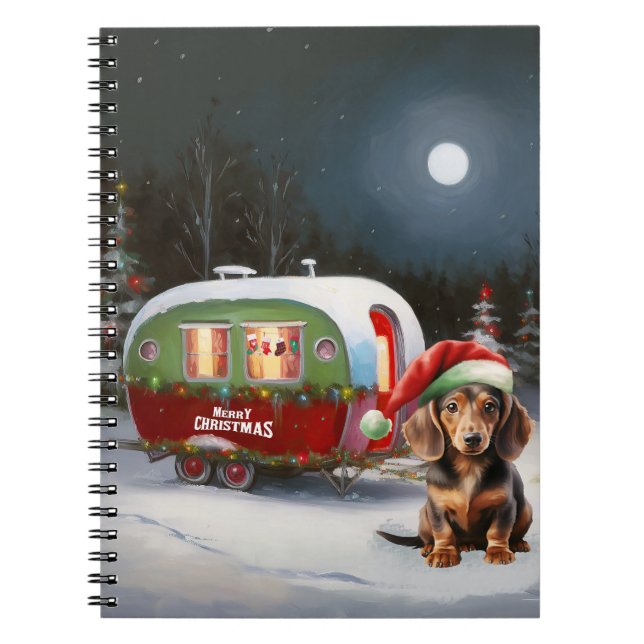 Cuaderno Navidades de la Caravana de Invierno de Dachshund (Frente)