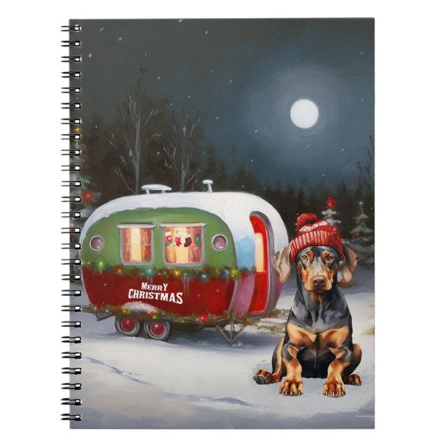 Cuaderno Navidades de la Caravana de Invierno Doberman Adve (Frente)