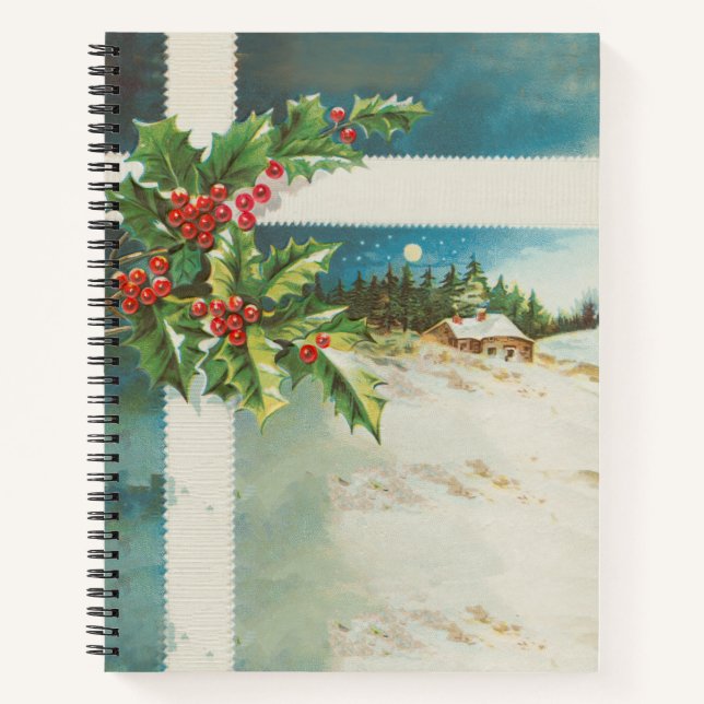 Cuaderno Navidades de la escena Holly Snow Winter (Anverso)