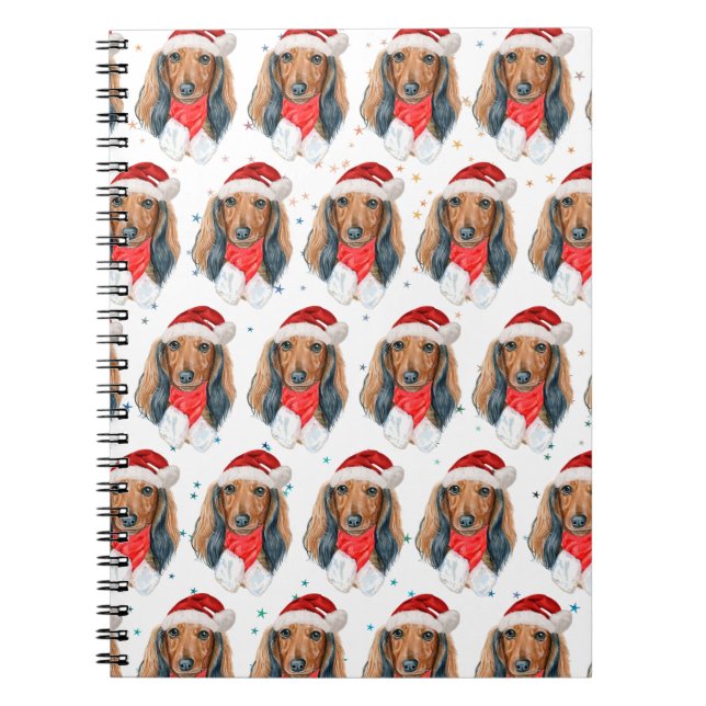 Cuaderno Navidades de la raza de perro de Dachshund (Frente)