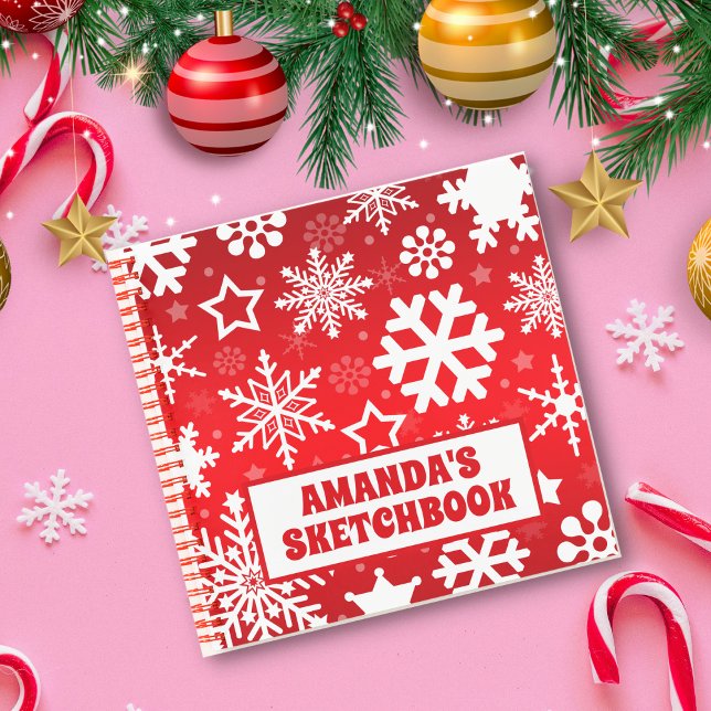 Cuaderno Navidades de los Copos de Nieve Rojos Personalizad (Subido por el creador)