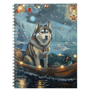 Cuaderno Navidades de Malamute de Alaska en un viaje festiv