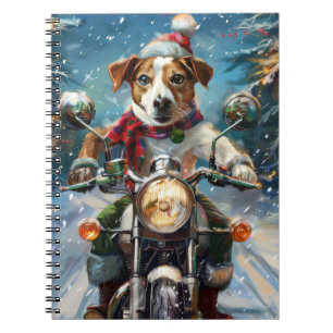 Cuaderno Navidades de moto de Jack Russell Dog Riding