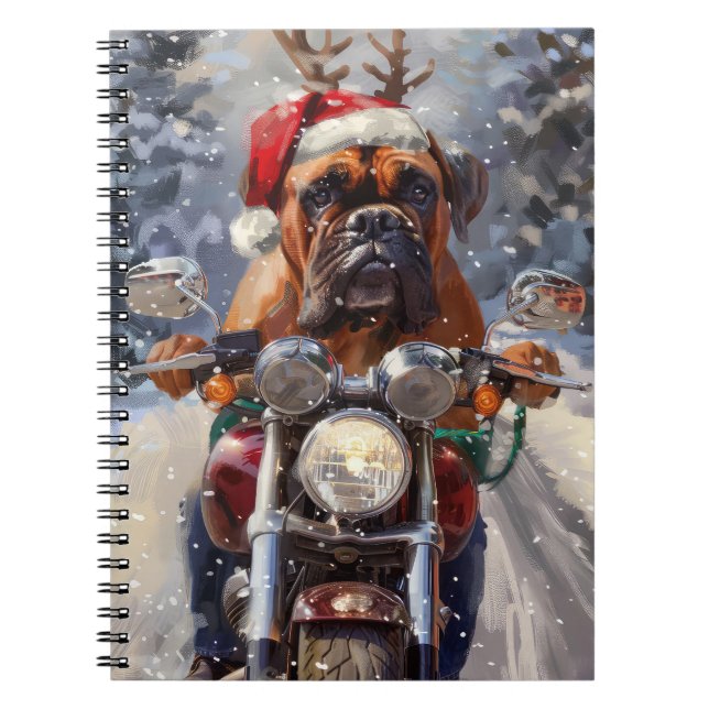 Cuaderno Navidades de motocicleta Bullmastiff (Frente)