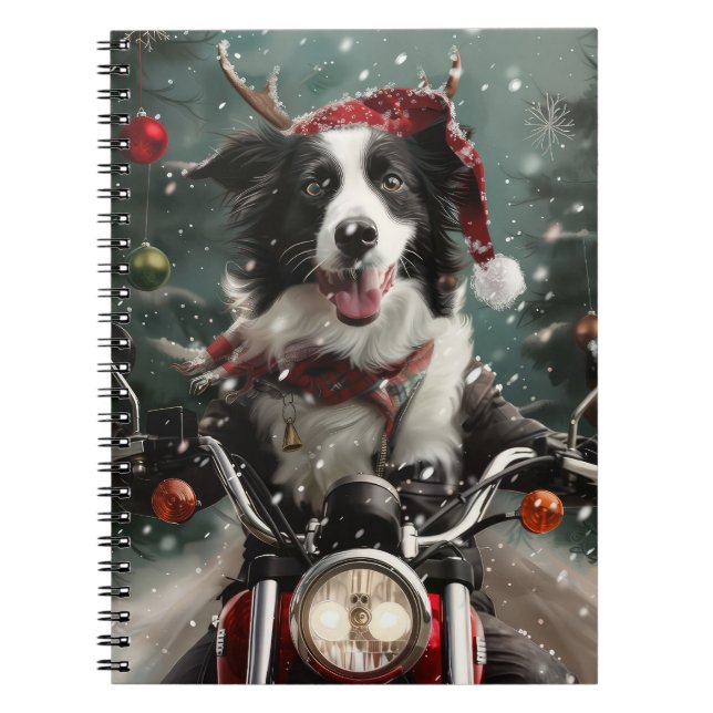 Cuaderno Navidades de motocicleta de la frontera de Collie  (Frente)