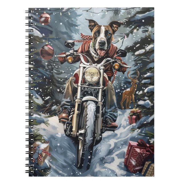 Cuaderno Navidades de motocicletas Great Dane Dog Riding (Frente)