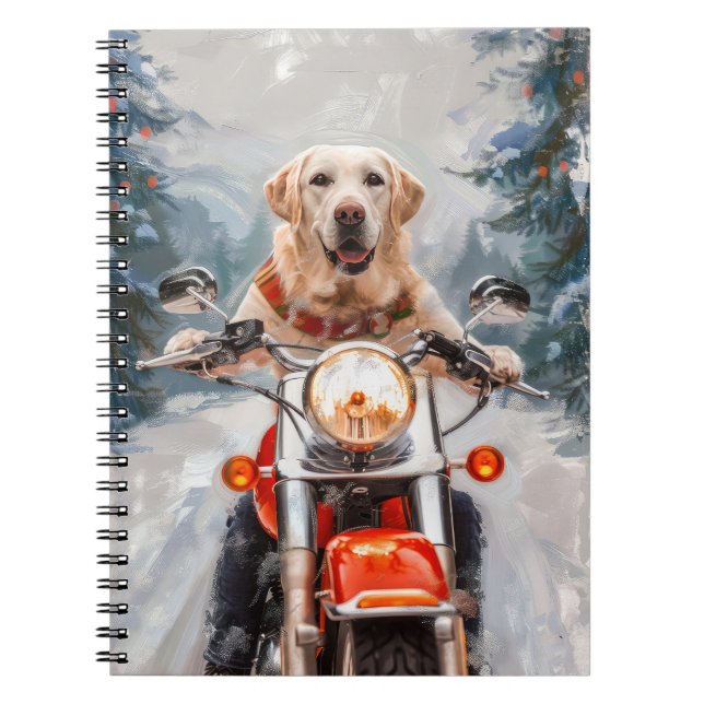 Cuaderno Navidades de motociclismo de perros de Labrador (Frente)