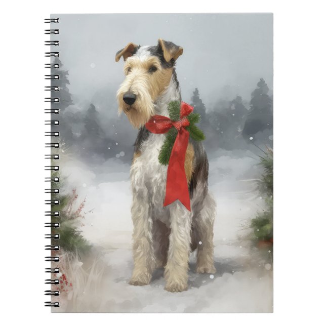 Cuaderno Navidades de Nieve en Wirefox Terrier Dog (Frente)
