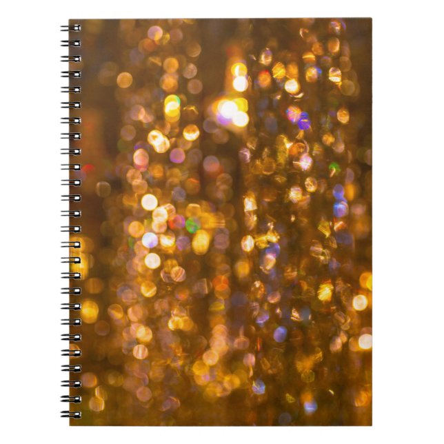 Cuaderno Navidades de oro: Antecedentes abstractos desenfoc (Frente)