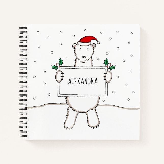Cuaderno Navidades de oso polar Navidades personalizados (Anverso)