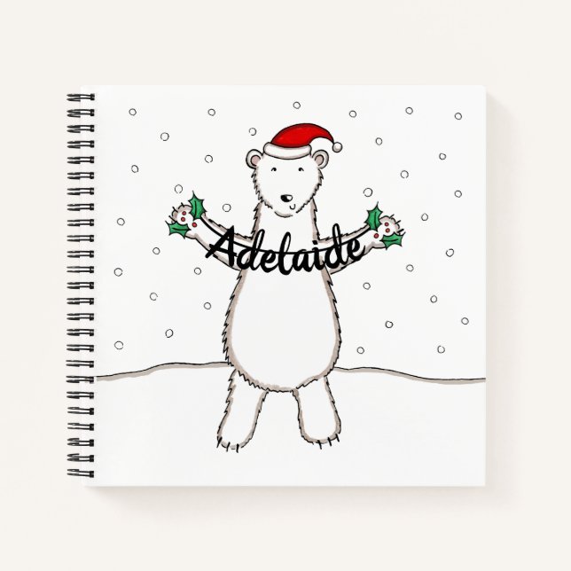 Cuaderno Navidades de oso polar Navidades personalizados (Anverso)