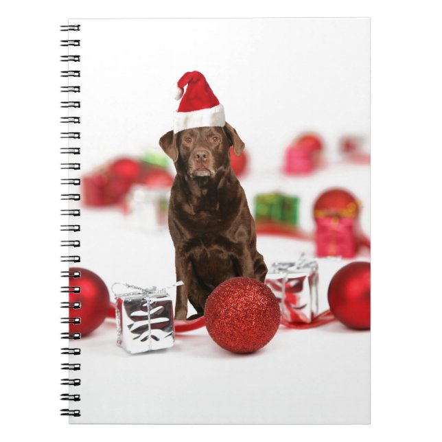 Cuaderno Navidades de perro de Labrador marrón con regalos  (Frente)