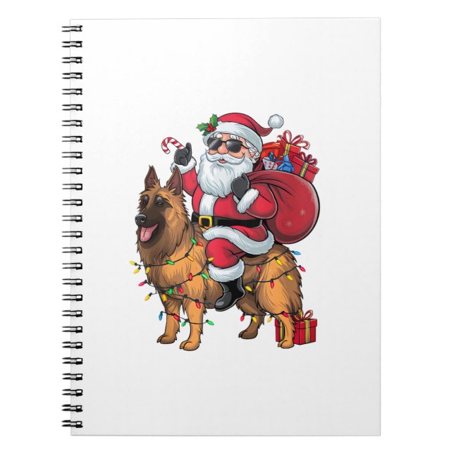 Cuaderno Navidades de perro pastor alemán en Santa Riding (Frente)