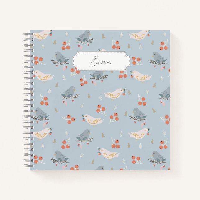 Cuaderno Navidades de personalizable Aves Patrón sin Marea (Anverso)