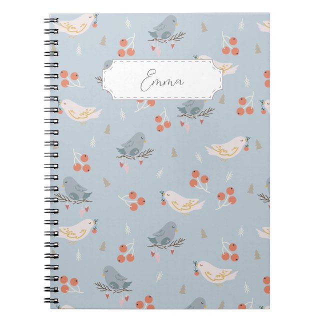Cuaderno Navidades de personalizable Aves Patrón sin Marea (Frente)