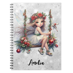 Cuaderno Navidades de Purpurina plateado Nombre personaliza