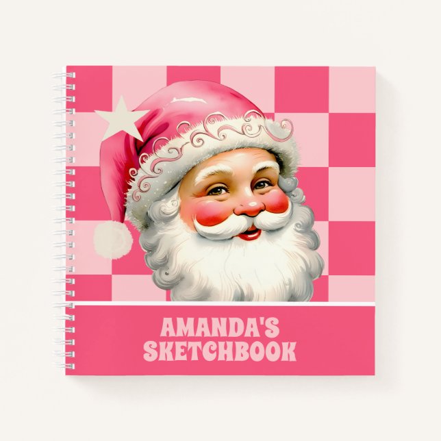 Cuaderno Navidades de Retro Rosa Santa Claus (Anverso)
