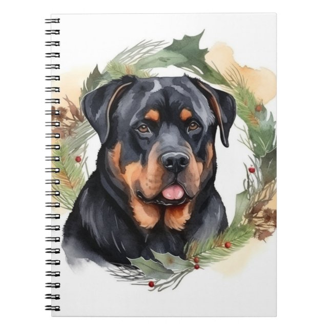Cuaderno Navidades de Rottweiler Wreath Festimes Pup (Frente)