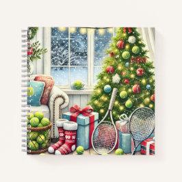 Cuaderno Navidades de tenis con pelota y raqueta