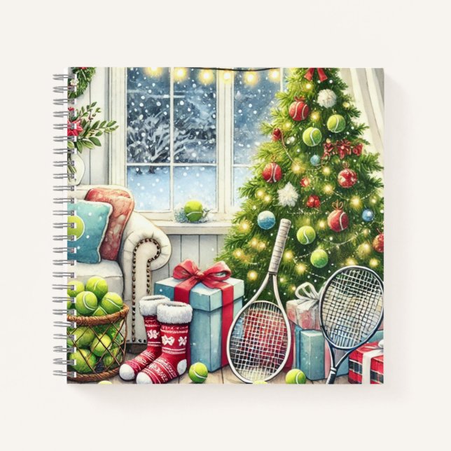 Cuaderno Navidades de tenis con pelota y raqueta (Anverso)