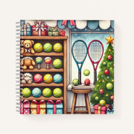 Cuaderno Navidades de tenis con pelota y raqueta