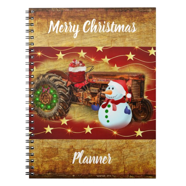 Cuaderno Navidades de Tractores Rojos de Frosty (Frente)