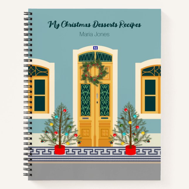 Cuaderno Navidades de vacaciones Casa festiva portuguesa (Anverso)