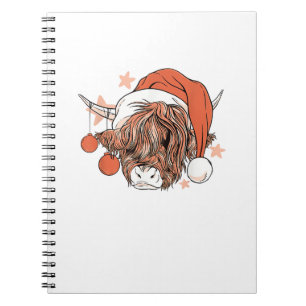 Cuaderno Navidades de vacas cutáneas Santa Hat Funny Festiv