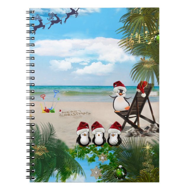 Cuaderno Navidades de verano bebé en la playa repiten diseñ (Frente)