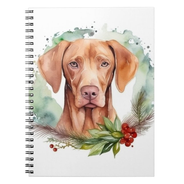 Cuaderno Navidades de Vizsla Wreath Festimes Pup (Frente)